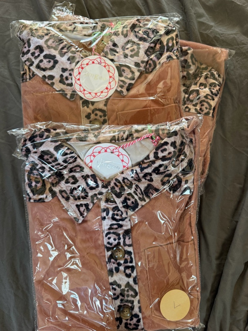 NWT Umgee Quilted Shacket w/Leopard Trim in Gingerbread Multiple Sizes - Picture 5 of 6